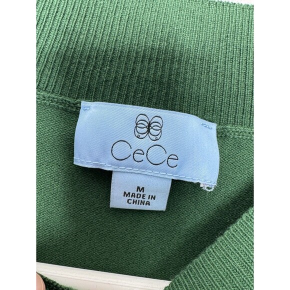NEW CeCe Women's Crewneck Bobble Detail Long Sleeve Sweater Green NWT Size M - Picture 4 of 14